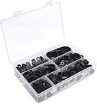 Coolty 200 Pieces Nylon R Type Clips, Nylon Screw Mounting Wire Cable Clamps, Car Audio Fastener Plastic Wire Clips, Hose Mount Clamps, Cable Cord Clip (Black)