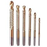 Gasea 6pcs Drill Saw Bit Set, 3/4/5/6/6.5/8mm HSS Titanium Coated Drill Bit Plastic Metal Hole Grooving Drill Saw Cutting Woodworking Tools