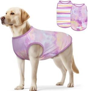 cyeollo 2pack Dog Shirt Cooling Breathable Sleeveless Summer Clothes for Dogs, Intant Cool T Shirts for Medium Large Dogs, Purple 2XL