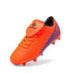 DREAM PAIRS Boys Girls Outdoor Soccer Cleats Football Shoes, Orange/Black, 6 Big Kid