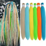 Colorful Braiding Hair Pre Stretched Box Braid Hair Colored Hair Extensions for Braiding Soft As Human Hair 26inch 6pcs Synthetic Braiding Hair Multi Color Rainbow Braiding Hair Pre Stretched