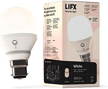 LIFX White [B22 Bayonet Cap], 800 Lumens, Wi-Fi Smart LED Light Bulb, Warm White, Dimmable, No Bridge Required, Compatible with Alexa, Hey Google, Apple HomeKit