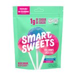 SmartSweets Lollipops, Blue Raspberry & Watermelon, Low Sugar Candy, Plant-Based, Low Calorie Snack, 3oz.