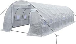 YITAHOME 26'x10'x7' Greenhouses Heavy Duty Large Greenhouses Walk in Green Houses Tunnel Green House Outdoor Gardening Upgraded Galvanized Steel Ropes Zipper Doors 9 Crossbars Garden White