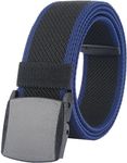 Men's Elastic Stretch Belts - Breathable Sports Belt for Men Women with Plastic Buckle for Travel Work Outdoors,Adjustable Waist Belt for Pants Shorts Jeans Below 46inch[49"L x 1.5"W](Black & Blue)