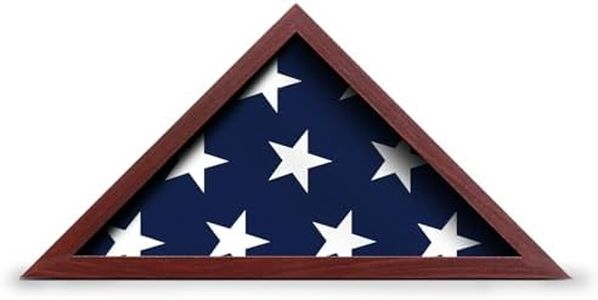 flybold Flag Case for American Veteran Burial Flag - Solid Wood Military Shadow Box with 95% Clear Antifade Wall Mount fits a 5 x 9.5 ft Folded Flag Display Case - Mahogany Frame
