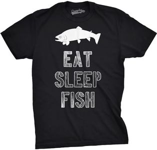 Mens Eat Sleep Fish T Shirt Funny Sarcastic Novelty Fishing Lover Dad (Black) - L