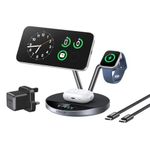 Anker Prime MagSafe Charger Compatible, 3-in-1 Charging Station, Qi2 25W Certified Wireless Charger Dock Stand, Smart Display with TEC Active Cooling, for iPhone 17, Apple Watch, AirPods, and More