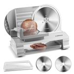 CUSIMAX Meat Slicer for Home with 1-20mm Adjustable Thickness,Electric Deli Slicer for Food Tray,Two 9" Stainless Steel Blades and Removable Food Carriage,Easy for Cut All Foods