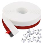 Taaizau 10m Universal Garage Door Top and Sides Seal Strip, Waterproof Self Adhesive Professional Sealing Includes 40pcs Screws, White