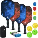 DULCE DOM USAPA Approved Fiberglass Pickleball Paddles Set of 4, Lightweight Pickleball Set with Pickleball Paddles, 4 Pickleball Balls and Pickleball Bag, Pickle Ball Rackets Equipment for Men Women