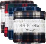 24 Pack Bulk Plaid Sherpa Fleece Throw Blankets 50 x 60 for Wedding Guests, Homeless, Pets | Plaid Fleece Throw Blankets Bulk (Assorted Plaids)