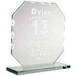 CRAZY TONY'S Personalised Laser Engraved Boys 13th Birthday Cut Glass Plaque Sons Trophy Gift