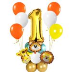 Party Propz 1St Birthday Decoration Items-23 Pcs,First Birthday Decorations Boys Girls|Foil Balloons For Birthday Decoration|Jungle Theme Birthday Decoration|Animal Balloons For Happy Bday,Multicolor