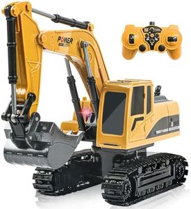 ID Gerilla Remote Control Excavator Toy, RC Construction - Metal Shovel Digger Vehicles with Lights Sounds and 680° Rotation Digging Sand, Christmas Birthday for Aged 3 4 5 6-10 + Year Old