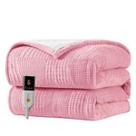 Heated Blanket Electric Blanket Throw 50”X60”-Heating Blanket with 9 Heat Settings-10 Hours Auto Off,ETL Certified,Machine Washable (Light Pink)