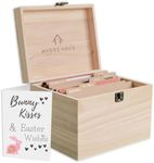 HYGGEHAUS Greeting Card Organizer Box with Dividers - Photo Storage boxes 7x5 inches, Birthday Cards, Recipes, Keepsake, Scrapbook & Memory Keeper | Solid Pine Wood with Secure Clasp