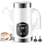 5-in-1 Milk Frother Electric Steamer: Automatic Magnetic Milk Foamer with Hot Foam Cold Froth for Cappuccino Latte Matcha - 350ml Large Capacity Milk Warmer Chocolate Heater Stainless Steel