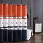 CS CATHAYSPORTS Official NFL Licensed Chicago Bears Step-Repeat Water-Repellent Textured Fabric Shower Curtain with Grommets and Hooks – 72” x 72”, Bears Blue/Bears Orange