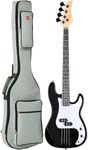 Best Choice Products Full Size Beginner 4-String Electric Bass Guitar, Wooden PB-Style Bass Starter Set w/Padded Carrying Case - Black/White