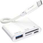 4-in-1 USB C SD Card Reader with USB 3.0 Port & Charging Port | JSAUX Type C to Micro SD Memory Card Reader | Compatible with iPhone 16/Pro Max/Pro/Plus,iPad Pro,MacBook Pro/Air,Galaxy S8 to S24-White