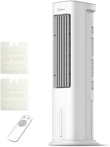 Midea Portable Air Conditioner/Air Cooler with 4.8L Tank, 3-in-1 Portable Cooling Tower Fan, Humidifier & Auto-Swing, 3-Speed Cooling, 7H Timer, 2 Ice Packs for Home & Office Use, White