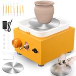 Pottery Wheel, Helangel Mini Pottery Wheel with Strong Motor 2000RPM Adjustable Speed, Potters Wheel with 10/6.5cm Plates and Sculpting Tools, Ceramic Pottery Tools Pottery Kit for Kids and Adults