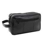 RAS WALLETS Mens Genuine Leather Travel Overnight Wash Gym Toiletry Shaving Bag 3510 Black