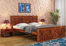 MoonWooden Sheesham Wooden King Size Bed Without Storage Double Bed Cot for Bedroom Living Room Home Furniture|Rosewood Material|Noise Free|Lightweight (Dark Honey Finish)