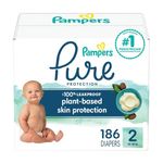 Pampers Pure Protection Diapers - Size 2, 186 Count, Hypoallergenic Unscented Disposable Baby Diapers