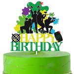 Paintball Happy Birthday Cake Topper - Veterans Day Cake Toppers - Shooting War Party Decorations Gaming Themed Birthday Party Decorations for Kids