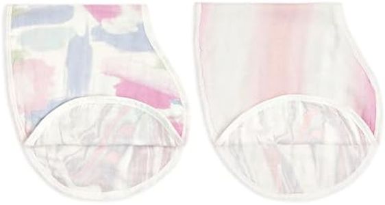 aden + anais Silky Soft Bamboo Viscose Burpy Bib – Multi-Use, Absorbent 4-Layer Burp Cloth and Full-Coverage Snap-Closure Baby Bib in One, Lap-Shoulder Drool Cloth, 22.5” X 11”, 2-Pack, Florentine