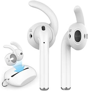 AhaStyle 3 Pairs Ear Hooks Cover Silicone Accessories Tips Compatible with Apple AirPods 2 & 1 or EarPods-[Added Silicone Storage Pouch](S/M/L) (White)