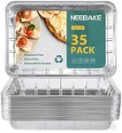 NEEBAKE 35 Pack 9x13 Disposable Aluminum Pans Large-Aluminum-Foil-Pans-Half-Size-Tin-Foil-Baking-Pans-Heavy-Duty-Steam-Table-Tin-Trays-Containers-for-Prepping-Food-Cooking-Roasting-Heating