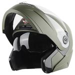 Steelbird SBA-7 7Wings ISI Certified Flip-Up Helmet for Men and Women with Inner Sun Shield (Medium 580 MM, Matt Battle Green)