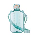 SEASEVEN Flat Water Bottle 750ml,Boys Girls Drinks Bottle,Waterbottle Leak-Proof Sports Water Bottle,Toxin Free，Bpa-Free(Flat Transparent Green)