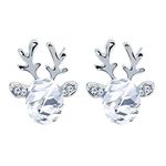 Reindeer Antlers Earrings, Crystal Gemstone Christmas Earrings Holiday Jewelry Prop Costume Creative and Exquisite Workmanship Useful