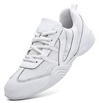 DADAWEN Women's Girls' Lace Up Textile Sport Shoes Breathable Mesh Cheerleading Shoes Dance Sneakers Size 8 B(M) US White(Mesh)