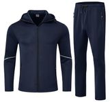 TBMPOY Men's Casual Hooded Tracksuits Sweat Suits Men Set Hoodies 2 Piece Athletic Full-Zip Sports Sweatsuits Navy L