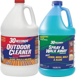 30 SECONDS Outdoor Cleaner Concentrate for Mold, Mildew, Algae and Lichen + Spray & Walk Away Concentrate - No Pressure Washing Required, for Siding, Decks, Vinyl, Roof, Fence, Patio
