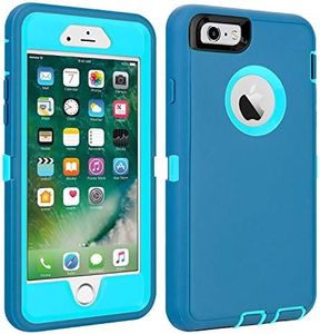 iPhone 6/6S Case Shockproof High Impact Tough Rubber Rugged Hybrid Case Silicone Triple Protective Anti-Shock Shatter-Resistant Mobile Phone Case for iPhone 6/6S4.7" (LtBlue)