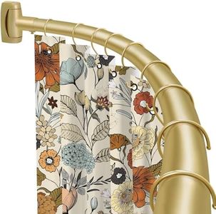 YNL Curved Shower Curtain Rod 35-82In(2.9-6.8Ft), Gold Round Rustproof Shower Rod for Bathroom Bathtub, Adjustable Arched Shower Curtain Rod, Never Rust|Extra Space|Non-Slip|Expandable|Need to Drill.