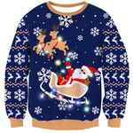 Belovecol Light-up Ugly Christmas Party Classic Knitted Ugly Christmas Sweaters Funny Santa Sweaters Gifts for Men Women XXL