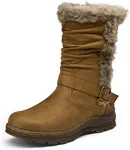 Vepose Women's Mid Calf Boots Suede Slouch Snow Booties Shoes Outdoor 960 Brown Size 6(CJY960 Brown Suede 06)