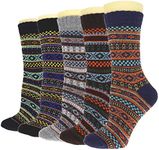 5Pairs Men Wool Socks Thick Thermal Hiking Winter Warm Boot Heavy Soft Cozy Socks for Cold Weather, Mul-3, One size