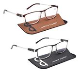 ESPERTO READERS Wood Reading Glasses - Blue Cut Lens With Antireflection & Ultra Light Weight For Men & Women +1.00 to +3.00 Power 2 Pcs Combo - Black & Brown (+3.00)