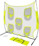 Elite Athletics Football Throwing Net - 7 x 7 Football Target Net - 5 Target Pockets; Improve QB Throwing Accuracy - Includes Foldable Bow Frame and Portable Carry Case