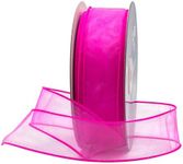 Royal Imports Organza Wired Sheer Ribbon 1.5" (#9) for Floral & Craft Decoration, 50 Yard Roll (150 FT Spool), Dark Hot Pink