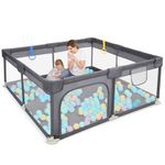 Dripex Baby Playpen, Portable Playpen for Baby and Toddlers, Sturdy 132x132x68 Anti-Fall Baby Play Pen and Baby Fence Kids Activity Center with Breathable Mesh and Pull-Up Ring for Indoor&Outdoor