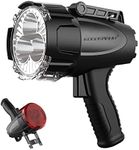 GOODSMANN Rechargeable Marine Spotlight up to 6000 Lumen Portable Handheld Spot Light Waterproof Searchlight 70W Hunting Work Flashlight with USB Adapter Car Charger EVA Carrying Case Red Lens Filter